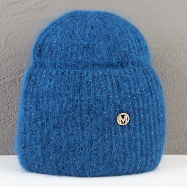 Ins Solid Shiny Color Beanies SkulliesLetter Kvinna Fluffig Vinterhatt För Matchande Varm Mjuk Present letter logo34