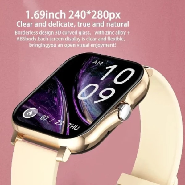 Multifunktionell Smart Watch Watch Bluetooth svar Telefon Smart Watch Full Touch-telefon för män Fitness Watch Rose gold(.1443)