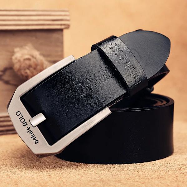 Nytt högkvalitativt lyxmärke äkta läderbälte Herr Svart Pin Spänne Designe Business Bälten Band cinturones para hombre 2022 ESilver buckle Black 100cm