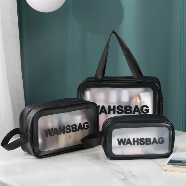 Transparent PVC-förvaringsväskor Organizer Klar sminkväska Kosmetikväska Case Toalettväska Tvättpåsar Little Black