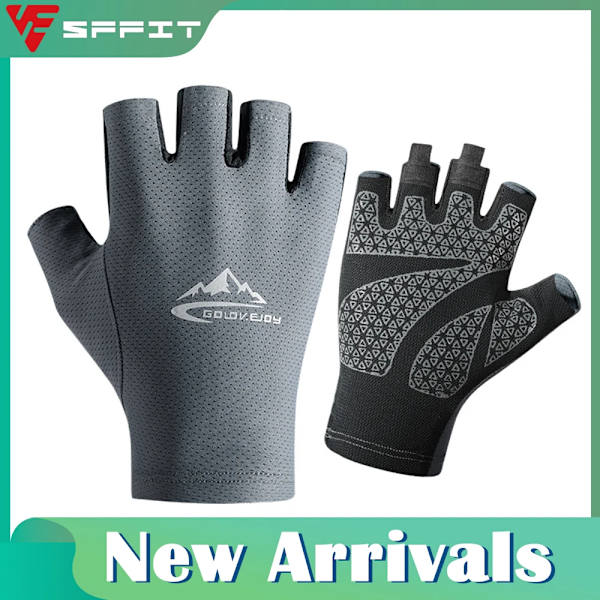 UPF50+ Solhandskar Herr Kvinnor för Kajakpaddling Vandring Paddling Köra Kanot Rodd UV-skydd Fiske Fingerlösa handskar black M