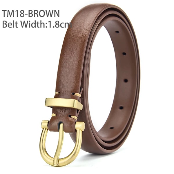 DINISITON Dambälte Äkta läder Damer Tunna Bälten Mode Lyxmärke Högkvalitativa kvinnliga jeans Vindjacka Midjeband TM18-Brown 115cm