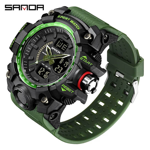 Mode SANDA Toppmärke G-stil Ny Lyx Sport Män Watch Casual Militärklockor Män Vattentäta manliga klockor Black 3132