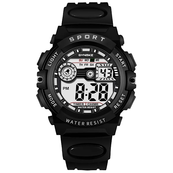 SYNOKE Big Numbers Watch Herr 50M Vattentät Manklocka Alarm Stoppur Multifunktion Digitala klockor Relogio Masculino Black 2