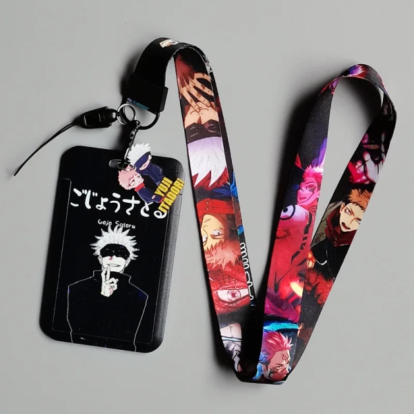 1 set japanska anime kortfodral kort Nyckel Lanyard Badge ID-kort Hållare Halsband Nyckelringar Itadori Yuji Gojo Satoru ZS-H