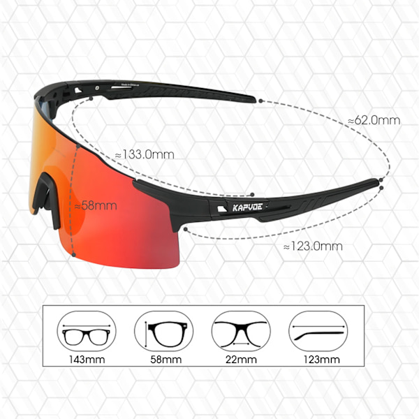Kapvoe Polarized Cykel Cykelglasögon Utomhussport Solglasögon Fiskeglasögon Nya Män Kvinnor MTB Cykelridning Vandring Glasögon PGXC-KE-X27-2LENS-04 2 lens