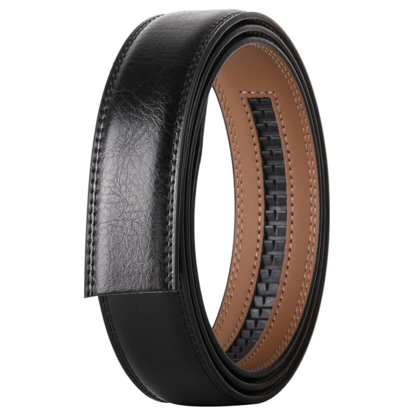 Inget spänne 3,5 cm bredd koskinn bälte i äkta läder herr utan automatisk spänne hane Svart Brun Blå Grå Vit B509 PLY35-3311 110cm