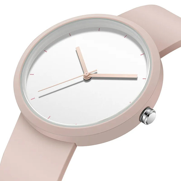 Minimalism Watch For Women 41 mm case med PVD-finish gummirem Pink