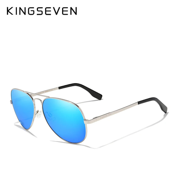 KINGSEVEN Brand Herr Solglasögon i aluminium 2022 Nya Polariserad UV400 Spegel Solglasögon för män Kvinnor För Herr Oculos de sol 7735 Silver Blue