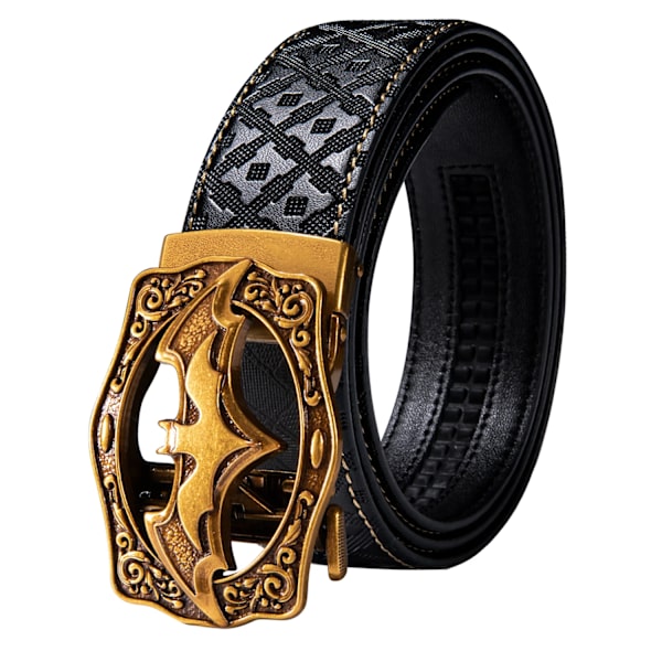 Designer Black Leather Herrbälten Prägling Spärrrem Midjeband Automatiska spännen Glidklänning Jeansbälte för män 110CM-130CM 2336DPA 110cm