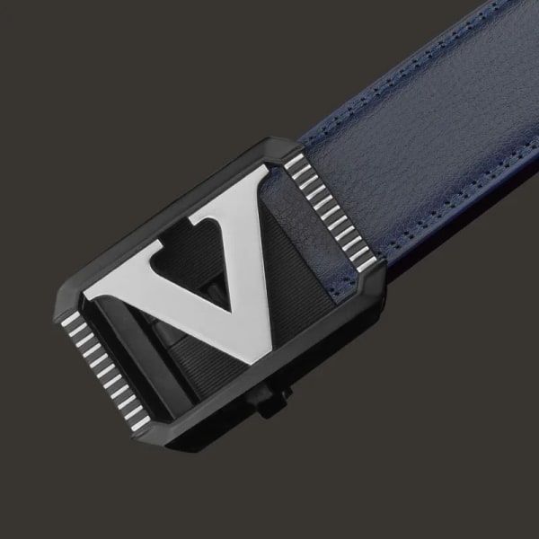 Nytt herrbälte högkvalitativt designerbälten för män Modebrev Lyxigt berömt läderbälte Jeans Njurfäste midjerem 3,5 cm Blue silver buckle 125cm