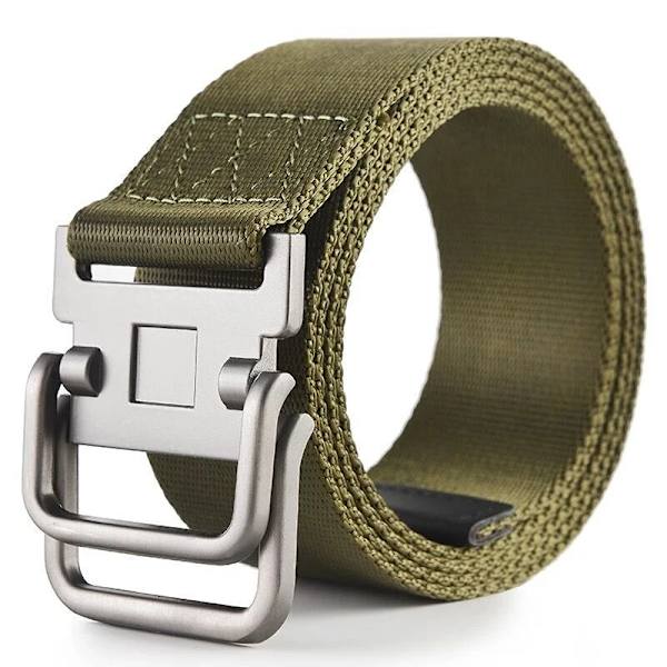 Nya dubbelringspänne Canvasbälten för män Militär träningsbälten Mode utomhus metallspänne midjeband Justerbar längd Army Green 115CM