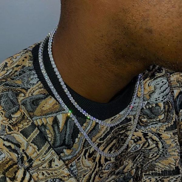 Mode 1 rad strass hiphop för män Halsband rapsångare Halsband ice tennis chain halsband glänsande Kristall dam halsband Gold 24 inch