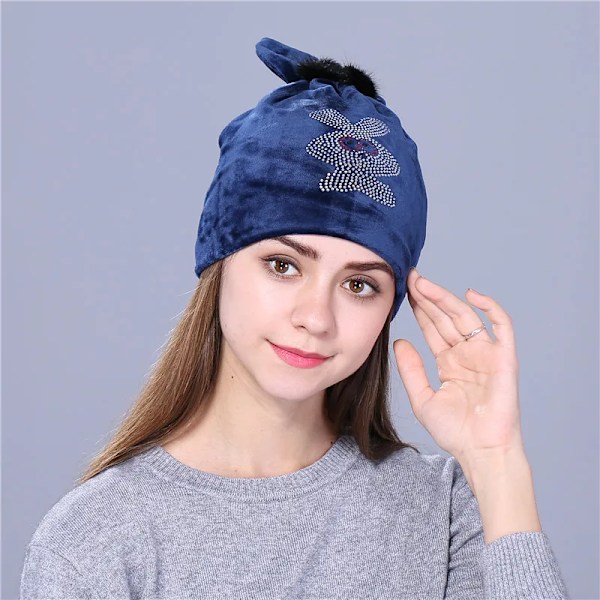 Xthree Flanell Autumn Skullies Beanies för Kvinnor Vinterhatt Söt Kitty Barnhatt för Flickor Gorras Auburn