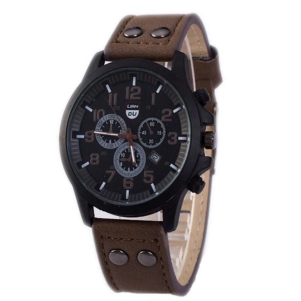 Män Quartz Watch Mode Enkel Business Bälte Quartz Watch For Men Watch Student Armbandsur Sport Icke mekanisk Deep brown