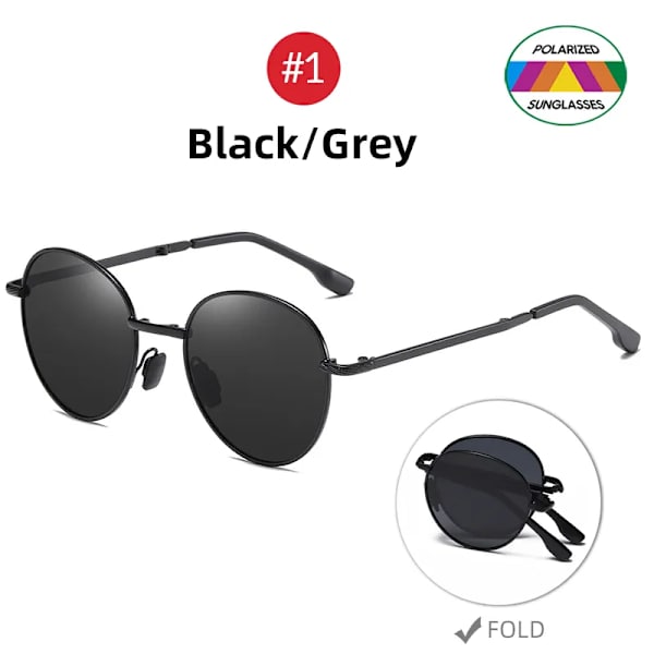 VIVIBEE 2023 Trending fyrkantiga svarta hopfällbara polariserade solglasögon kvinnor Ljus spegel Blå vikbara solglasögon Titanlegering solglasögon 1 Black Grey with soft bag