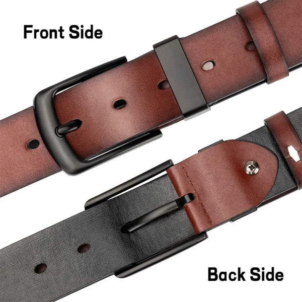 Maikun Herr Vintage Casual Bälte Svart Pin Spänne Student mångsidigt läder brett bälte Black-Upgraded style 115cm