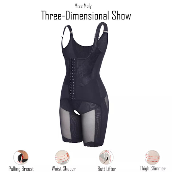 Miss Moly SLIM HELA KROPP SHAPER DRÄKT BRIEFS MIDJA CINCHER TRAINER LÅRMINSKAR TROSA KONTROLL PUSH-UP SHAPEWEAR LEGGING KORSETT Black 4XL