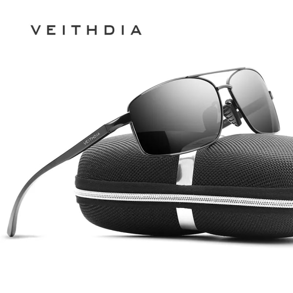 VEITHDIA Brand Designer Solglasögon Herr Körsport Polariserad UV400-lins Man Utomhus Solglasögon Glasögontillbehör 2458 gray package C