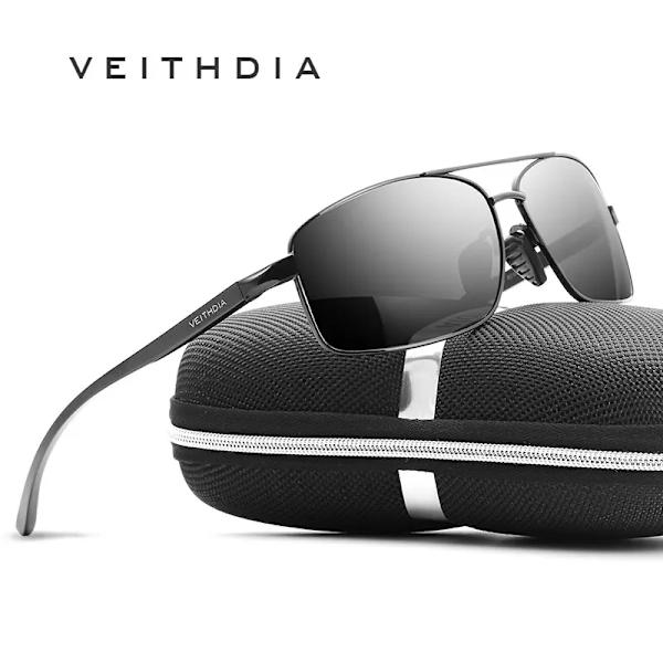 VEITHDIA Brand Designer Solglasögon Herr Körsport Polariserad UV400-lins Man Utomhus Solglasögon Glasögontillbehör 2458 gray red package C