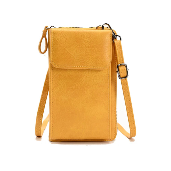Buylor Hasp Mode Crossbody-väska Liten mobiltelefonväska Damväska PU-läderkorthållare Lyxig axelrem för handväska Yellow 18x11x5cm