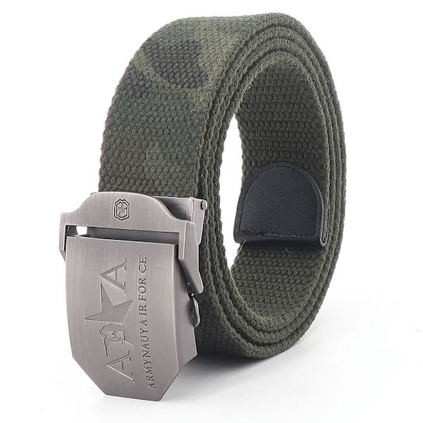 Män och kvinnor Militär canvas bälte metall automatiskt spänne utomhus militär träning taktiskt bälte polis unisex jakt jeans gördel jun lv Camouflage 110cm