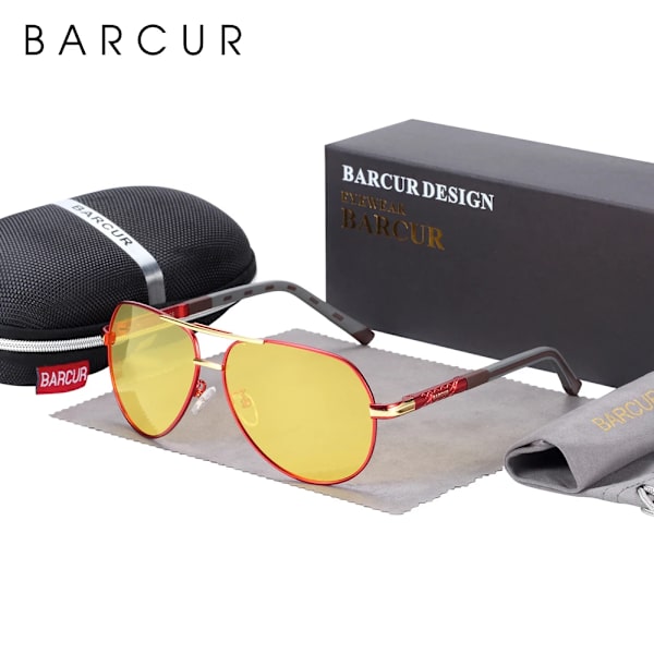 BARCUR Solglasögon för män Polarized UV400 Skydd Körning Solglasögon Kvinnor Man Oculos de sol Red Night BARCUR