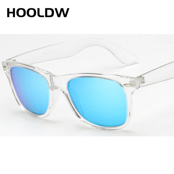 HOOLDW Nya polariserade klara solglasögon Dam Transparent Ram Night Vision Solglasögon Spegel Reflexglasögon UV400 Glasögon clear silver