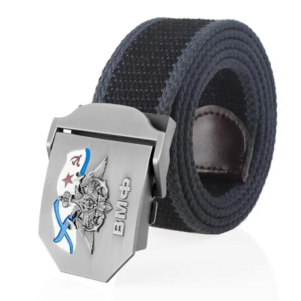 SupSindy Herr&Kvinnor Canvasbälte 3D rysk marinblå ВМФ Metallspänne Jeans Midjeband USSR Militärsoldater Taktiska bälten Mansrem Black dark gray edge 130cm