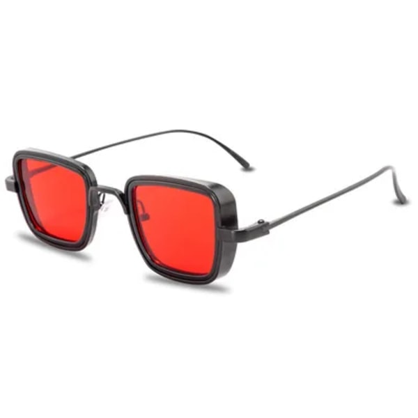 Steampunk-stil fyrkantiga solglasögon klassiska gotiska män kvinnor märkesdesigner fyrkantig legering båge Färgglada lins solglasögon BlackRed MULTI