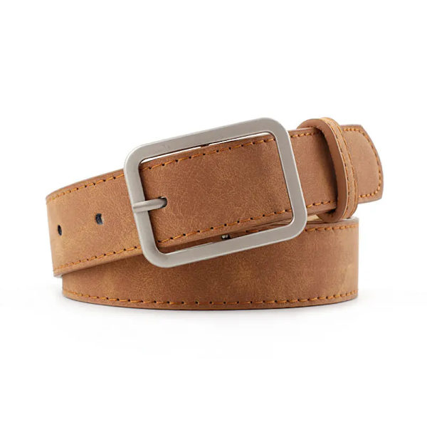 2020 105 cm läder midjerem Bälte Svart Brun hög kvalitet Dam fyrkantiga metall Spänne bälten Dam Dam Bälten för jeans Khaki