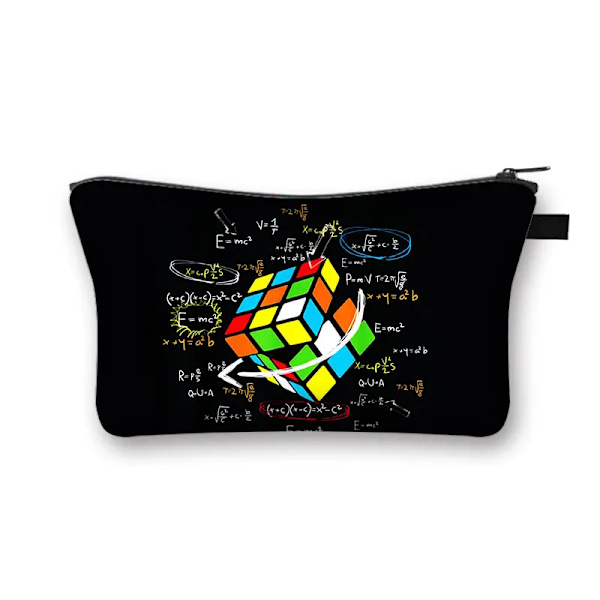 Magic Cube / Math Formula Print Case Kvinnor Toalettväska för Make Up Organizer Väska Flickor Clutchväskor Söt kosmetisk väska shzbmofang02cw