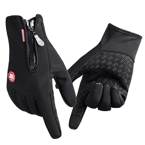 Vinterhandskar Män Kvinnor Cykling Helfinger Pekskärm Thermal Vindtäta Vintervarma handskar för vandring Löpning Körning Black L