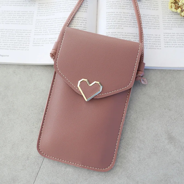 Student Mini Crossbody-väskor Dam Hjärtformad dekoration Transparent Touchscreen Retro Mobiltelefonväska Axelväska Designer BBL103-deep pink
