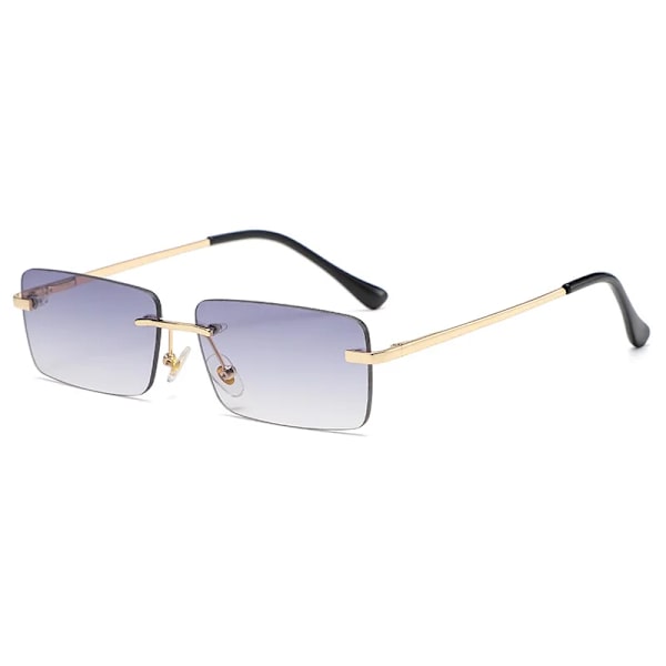 Mode rektangel Solglasögon Kvinnor Män Små båglösa Solglasögon Kvinna Man UV400 gafas de sol Glasögon Skärmar Glasögon gradient gray A