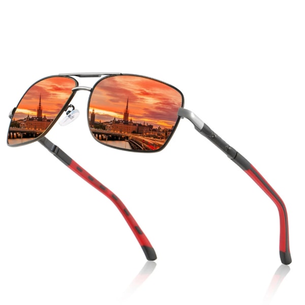 MUSELIFE Polarized Dam Solglasögon Herr Gradient Lins Runda Solglasögon Fyrkantiga Lyxmärke Oculos Lunette De Soleil Femme 4-Red-Gold-Tea As Picture