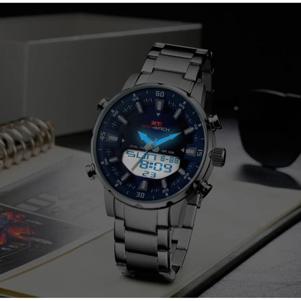 2023 Watch Herr Toppmärke Vattentät Sport Digitala klockor LED Steel Military Quartz Watch For Herr Armbandsur Relogio KAT1815-3 WITH BOX
