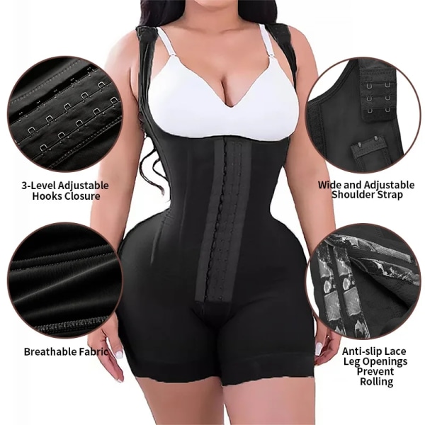 AfruliA Bodysuits Shapers Underbyst Waist Trainer Sexig Butt Lifter Full Body Shaper Control Trosor Colombian Shapewear black briefers M