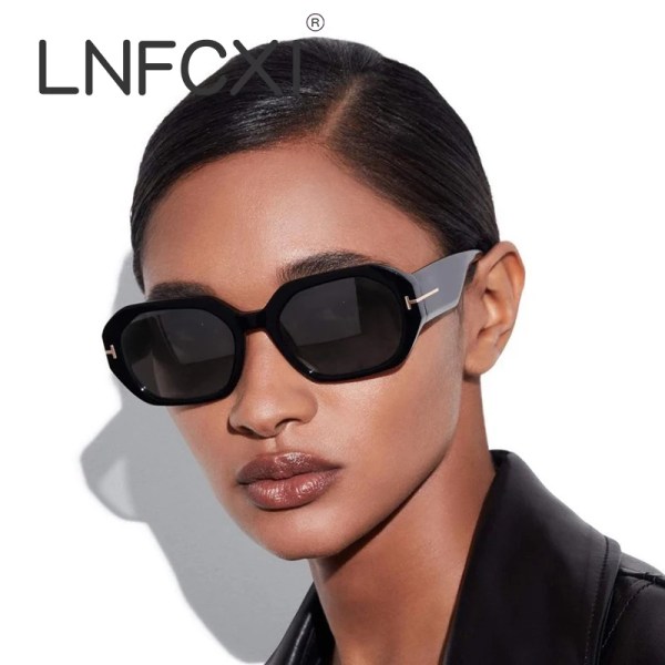 LNFCXI Fashion Square Solglasögon Dam Märkesdesigner Retro Black Eyewear Shades UV400 Män Trendiga solglasögon Black Gray White as the picture shows