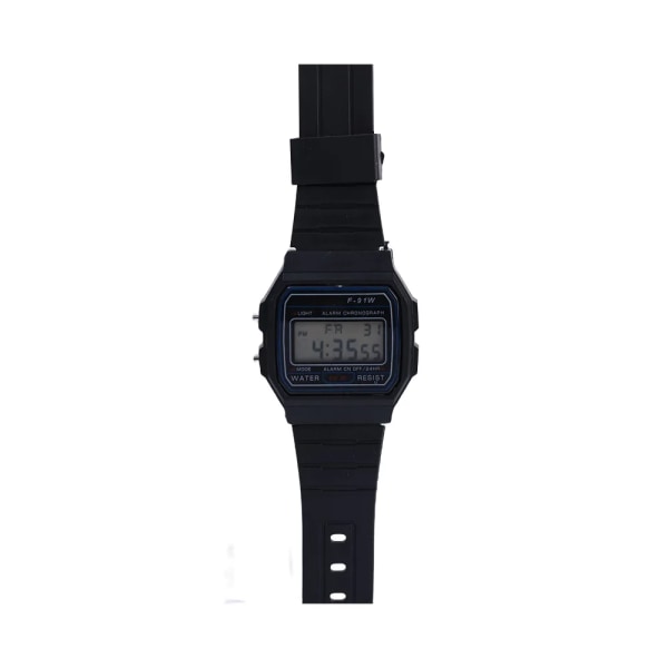 F91W Kvinnor Färgglad LED Digital watch för män Silikonarmband Armbandsur för par Sport Fyrkantig Armband Klocka Dam Present black