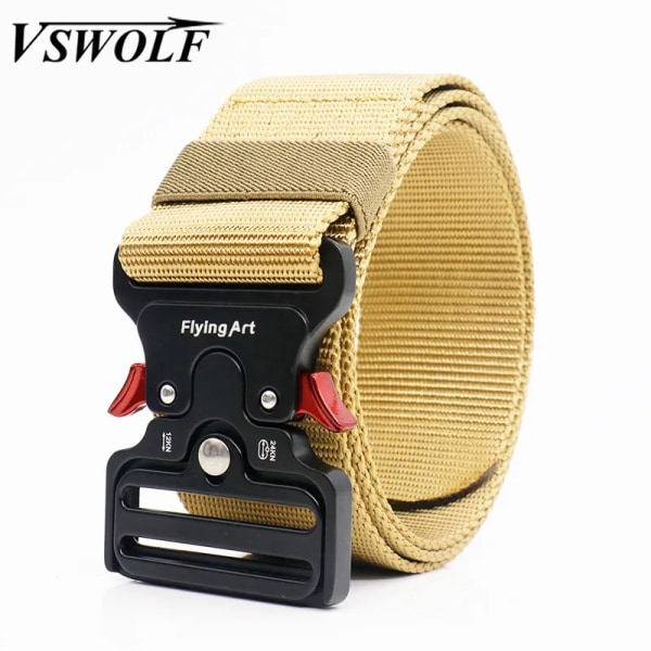Taktiskt nylon för män Army Militärbälte Byxor Metallspänne Canvas Midjeband Man Polis Utomhusträning Midjebälte brett belt with 2 hook(.2371) 125cm(.2371)