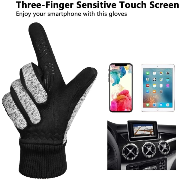 Vinterhandskar -10℃ 3M Thinsulate Thermal Kallt väder Varma handskar Löparhandskar Pekskärmscykelhandskar för män kvinnor Deep-black S