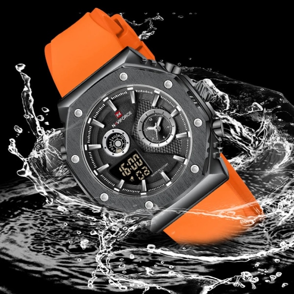 NAVIFORCE Fashion Watch for Man Toppmärke Silikon Vattentät Sport Herrklockor Automatisk Date Militär Armbandsur Reloj Hombre SBB-BOX