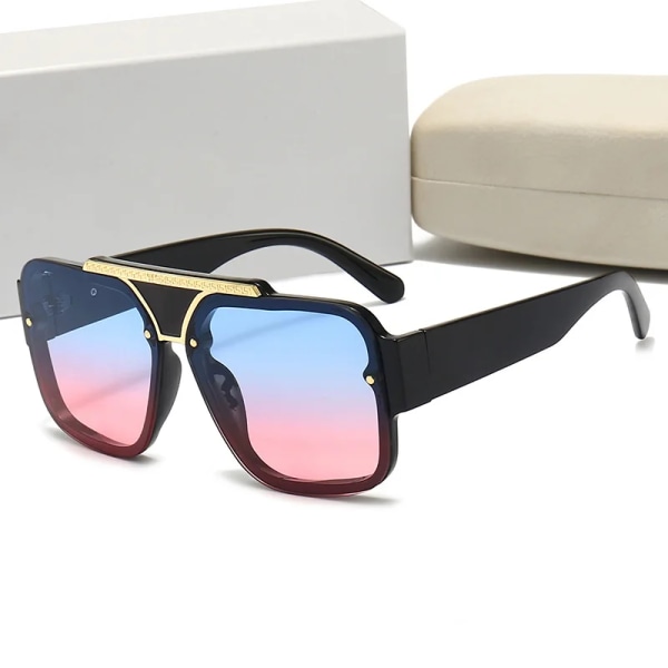 Nytt mode överdimensionerade solglasögon Lyxmärke Kvinnor Män Moderna fyrkantiga glasögon Unisex Black Man Solskydd UV400 BEIGE NO CASE