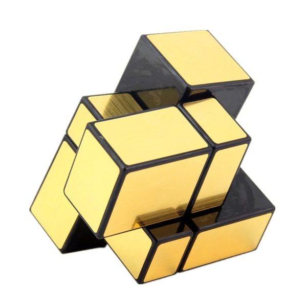 Shengshou 2x2x2 Magic Mirror Cube 5,7 cm Speed ​​Magic Puzzle Cube 2x2 Cubo Magico Sticker Inlärning Utbildning Kuber för barn Gold