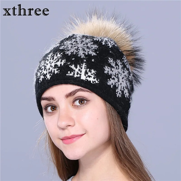 2016 Ny FemininoMink Pom Pom Vintermössa för Kvinnor Flickmössa Stickad Tjock Beanie Skullies Mössa Silver