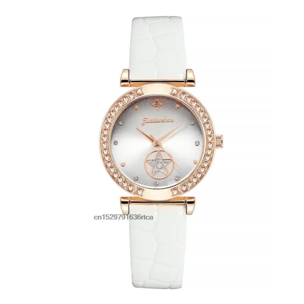 Lyx Dammode 2022 Gröna klockor Kvaliteter Diamantdubbad Quartz Watch Dam Läderarmbandsur Elegant Montre Femme white