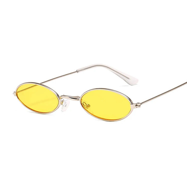 Retro Små Runda Solglasögon Kvinna Märkesdesigner Svarta Solglasögon För Damer Alloy Kvalitet Solglasögon Kvinna Oculus De Sol SilverYellow