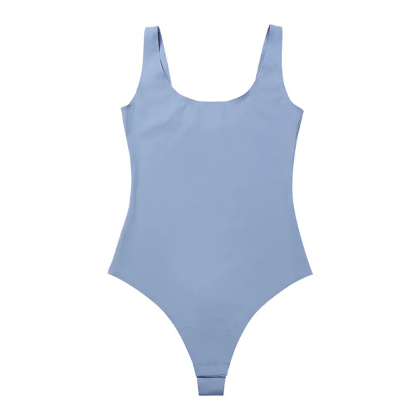 U-hals Spaghetti Strap Bodysuits Compression Body Suits Öppen gren Shapewear Slimming Body Shaper Smooth Out Body Sky Blue XL
