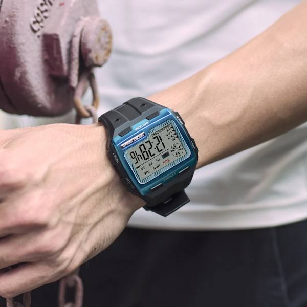 SYNOKE Digitala klockor för män Utomhussport Mode Multi Vattentät Stor urtavla Lysande armbandsur Väckarklockor män 9023B Silver